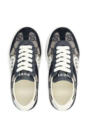 blue leather sneakers GUCCI KIDS | 812674AAE2T4056